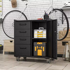 VIYET 35H Armadietto Portautensili in Acciaio Resistente con Ruote - Cassetti Organizzati + Vano Portatutto con Serratura (Ripiano Regolabile), per Garage/Casa/Ufficio/Officina