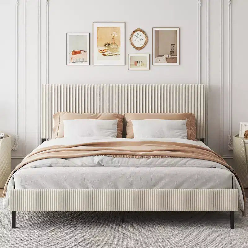 GDFStudio Olli Modern Upholstered Bed with Headboard