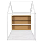 Letto in metallo a forma di casetta con scaffali e luci LED Luxystar, misura matrimoniale