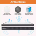14 King Mattress, Memory Foam Hybrid Mattress - Medium Firm Gel Infused, Cooling & Breathable, Pressure Relief, Motion Isolation