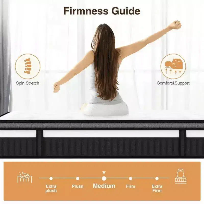 14 King Mattress, Memory Foam Hybrid Mattress - Medium Firm Gel Infused, Cooling & Breathable, Pressure Relief, Motion Isolation