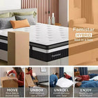 14 King Mattress, Memory Foam Hybrid Mattress - Medium Firm Gel Infused, Cooling & Breathable, Pressure Relief, Motion Isolation