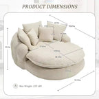 Okak Bean Bag Couch with 5 Pillows, Large Bean Bag Sofas for Adults/Kids, Giant Floor Chair with Wrap Around Back for Living Room