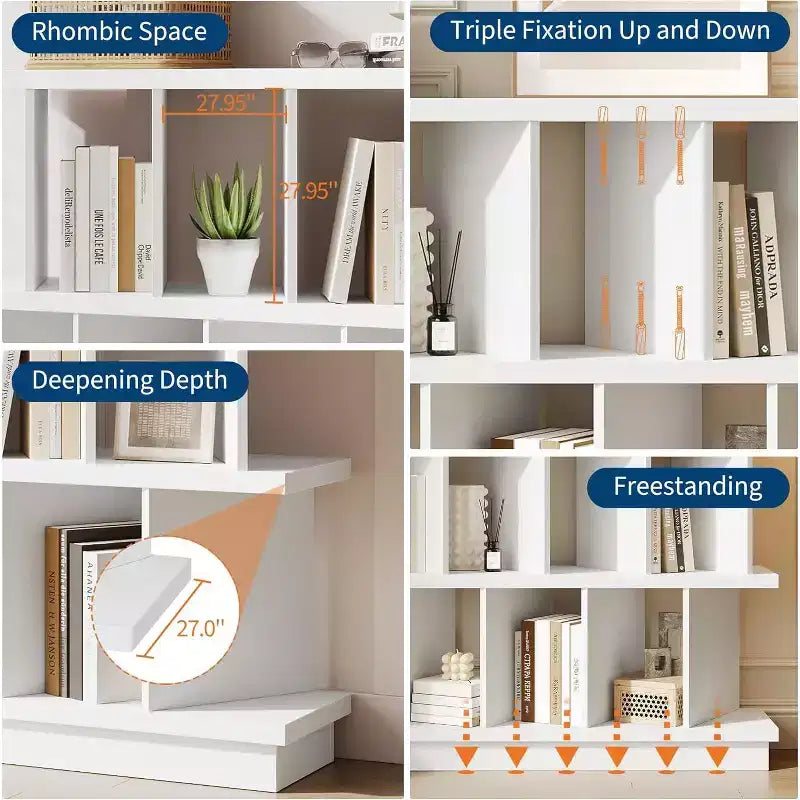 8 Cube Storage Organizer  Wood Low Bookshelf with 10 Removable Back Panels for Living Room, Bedroom, Entryway, Home Office