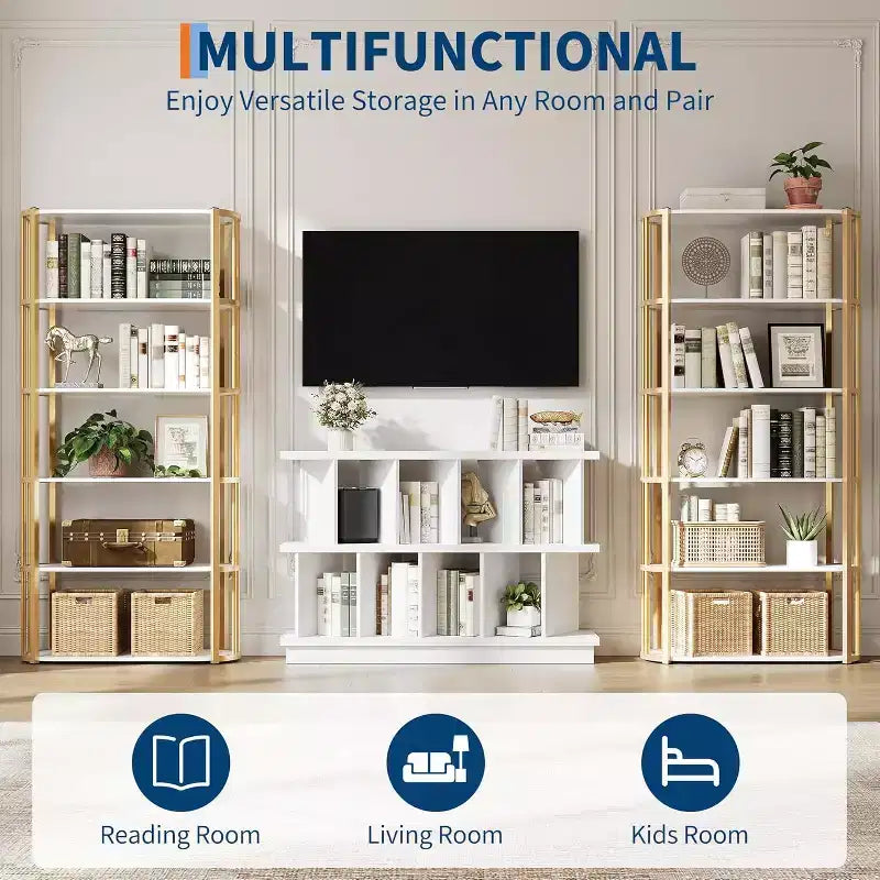 8 Cube Storage Organizer  Wood Low Bookshelf with 10 Removable Back Panels for Living Room, Bedroom, Entryway, Home Office