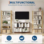 8 Cube Storage Organizer  Wood Low Bookshelf with 10 Removable Back Panels for Living Room, Bedroom, Entryway, Home Office