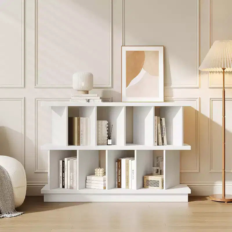 8 Cube Storage Organizer  Wood Low Bookshelf with 10 Removable Back Panels for Living Room, Bedroom, Entryway, Home Office