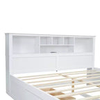 Clihome King Size Wood Platform Bed with Multi-storage Headboard, USB and Drawers