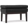 Bragg 27 inch Wide Mid Century Small Ottoman Bench in Distressed Black Vegan Faux Leather