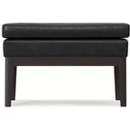 Panca piccola ottomana Bragg da 27 pollici di larghezza, stile Mid Century, in similpelle vegana nera invecchiata