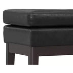 Panca piccola ottomana Bragg da 27 pollici di larghezza, stile Mid Century, in similpelle vegana nera invecchiata