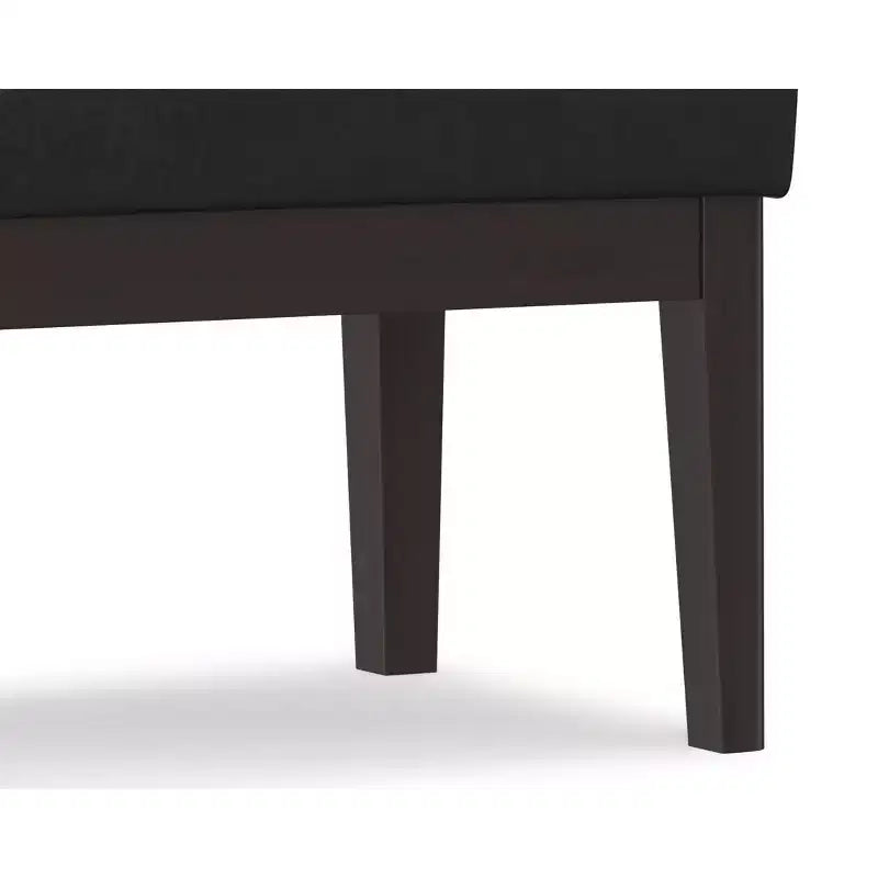 Panca piccola ottomana Bragg da 27 pollici di larghezza, stile Mid Century, in similpelle vegana nera invecchiata