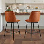 VEVOR Set di 2 Sgabelli da Bar, Sgabelli Girevoli Altezza Bancone 68,6 cm, Moderni Sgabelli da Bar in Pelle PU con Schienale e Gambe in Metallo, Marrone