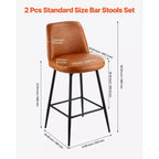 VEVOR Set di 2 Sgabelli da Bar, Sgabelli Girevoli Altezza Bancone 68,6 cm, Moderni Sgabelli da Bar in Pelle PU con Schienale e Gambe in Metallo, Marrone