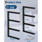 Lumber Storage Rack, Wood Organizer  Set of 4 4-Tier Wall Mount Heavy Duty Steel Shelves 1600LBS Capacity for Shed Workshop Garage Black