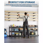 Lumber Storage Rack, Wood Organizer  Set of 4 4-Tier Wall Mount Heavy Duty Steel Shelves 1600LBS Capacity for Shed Workshop Garage Black