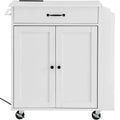 VIYET Kitchen Island Cart Rolling Storage Cabinet on Wheel with Charging Station,white