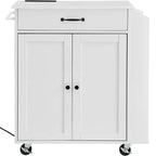 VIYET Kitchen Island Cart Rolling Storage Cabinet on Wheel with Charging Station,white