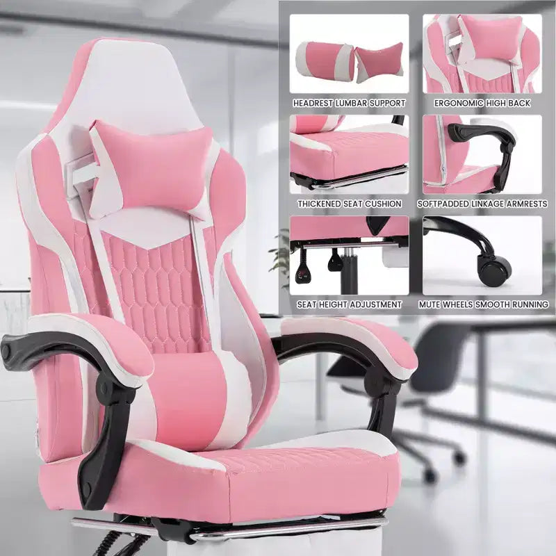 TUYOHW Versatile 360 Swivel Gaming Chair Adjustable Office Chairs with Wheels,Reclining Back&Footrest,Ergonomics Video Game Chairs,300lbs Max