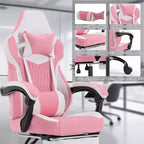 TUYOHW Versatile 360 Swivel Gaming Chair Adjustable Office Chairs with Wheels,Reclining Back&Footrest,Ergonomics Video Game Chairs,300lbs Max