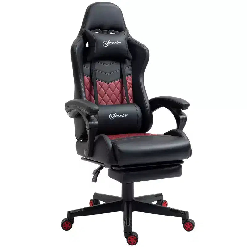 TUYOHW 300lbs Swivel Gaming Chair with Adjustable Height,Lumbar&Head Pillow,Ergonomics Office Chairs Recliner Video Game Chaise for Office&Home,Black