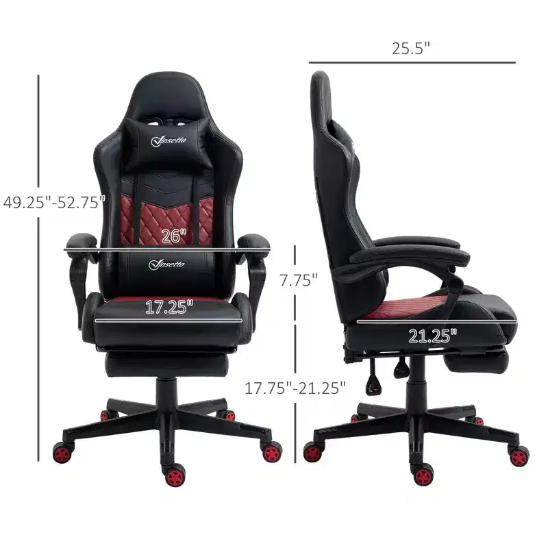 TUYOHW 300lbs Swivel Gaming Chair with Adjustable Height,Lumbar&Head Pillow,Ergonomics Office Chairs Recliner Video Game Chaise for Office&Home,Black