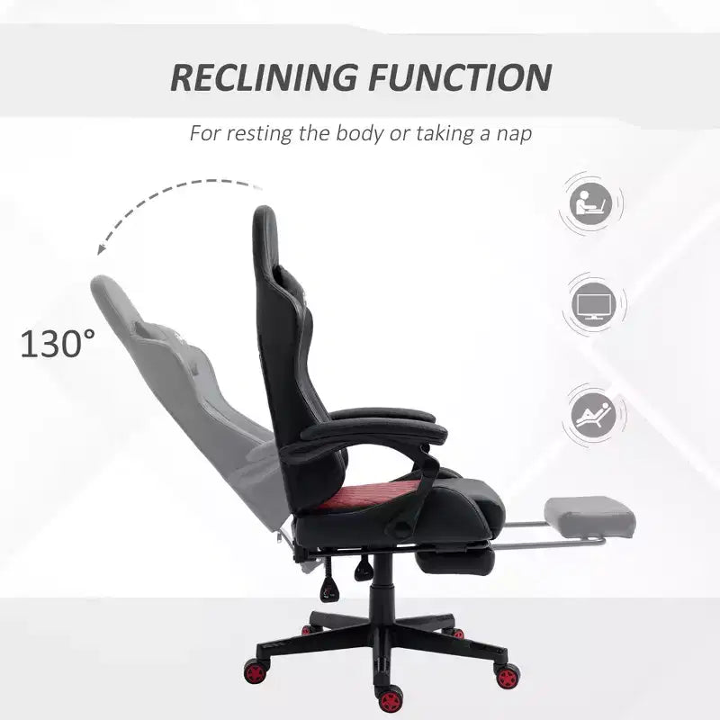 TUYOHW 300lbs Swivel Gaming Chair with Adjustable Height,Lumbar&Head Pillow,Ergonomics Office Chairs Recliner Video Game Chaise for Office&Home,Black