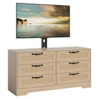 Mobile porta TV con supporto 47.2 Moderno Centro Intrattenimento, Cassettiera in Rattan a 6 Cassetti per TV da 32-85 Pollici, Consolle Multimediale con Contenitore per Soggiorno