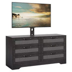 Mobile porta TV con supporto 47.2 Moderno Centro Intrattenimento, Cassettiera in Rattan a 6 Cassetti per TV da 32-85 Pollici, Consolle Multimediale con Contenitore per Soggiorno