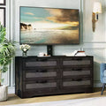 TV Stand with Mount  47.2 Modern Entertainment Center, 6-Drawer Rattan Dresser for 32-85 Inch TVs, Media Console Table with Storage for Living Room
