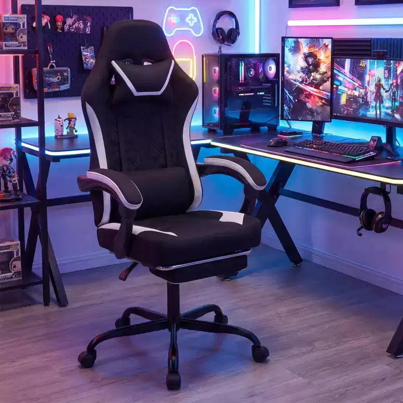 Sedia Gaming Costway con Poggiatesta, Supporto Lombare, Braccioli a Sincronizzazione, Schienale Reclinabile
