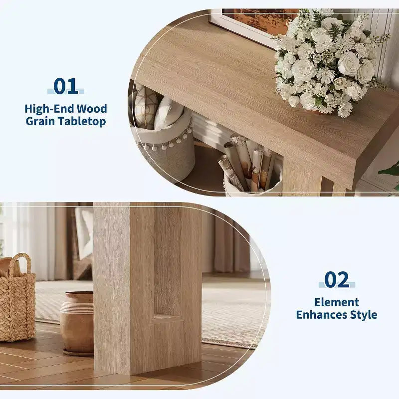 COZONY Tavolo consolle in legno, lungo 160 cm, rettangolare, stile rustico, resistente all'acqua e ai graffi, per soggiorno, corridoio, atrio, dietro il divano