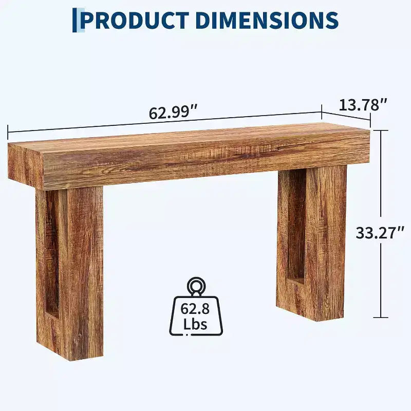 COZONY Tavolo consolle in legno, lungo 160 cm, rettangolare, stile rustico, resistente all'acqua e ai graffi, per soggiorno, corridoio, atrio, dietro il divano