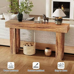 COZONY Tavolo consolle in legno, lungo 160 cm, rettangolare, stile rustico, resistente all'acqua e ai graffi, per soggiorno, corridoio, atrio, dietro il divano