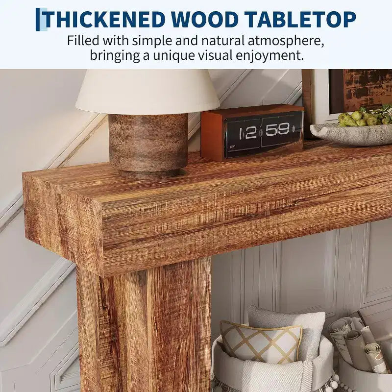 COZONY Tavolo consolle in legno, lungo 160 cm, rettangolare, stile rustico, resistente all'acqua e ai graffi, per soggiorno, corridoio, atrio, dietro il divano