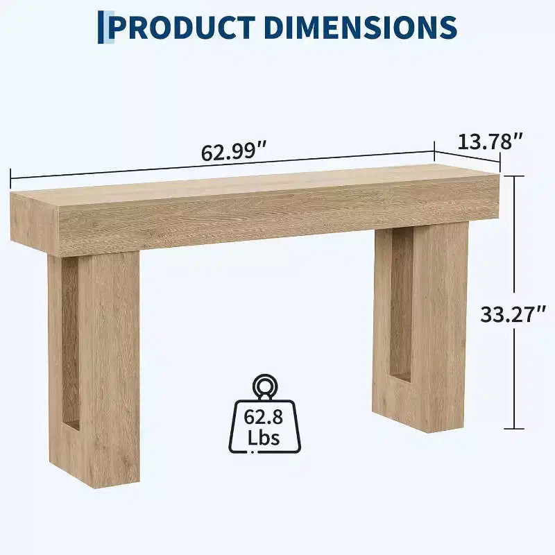 COZONY Tavolo consolle in legno, lungo 160 cm, rettangolare, stile rustico, resistente all'acqua e ai graffi, per soggiorno, corridoio, atrio, dietro il divano