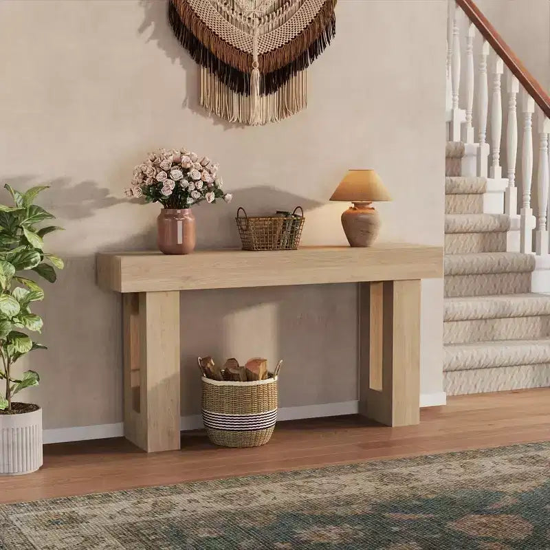 COZONY Tavolo consolle in legno, lungo 160 cm, rettangolare, stile rustico, resistente all'acqua e ai graffi, per soggiorno, corridoio, atrio, dietro il divano