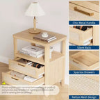 Set di 2 comodini Oak 20 a 2 ripiani con cassetto e mensola per camera da letto