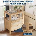 Set di 2 comodini Oak 20 a 2 ripiani con cassetto e mensola per camera da letto