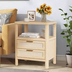 Set di 2 comodini Oak 20 a 2 ripiani con cassetto e mensola per camera da letto