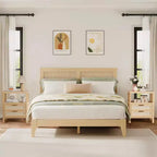 Set di 2 comodini Oak 20 a 2 ripiani con cassetto e mensola per camera da letto