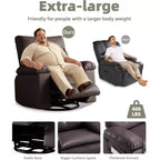 Poltrona reclinabile oversize con funzione calore e massaggio, poltrona reclinabile manuale a dondolo con telecomando per adulti, soggiorno/camera da letto/cameretta, color crema