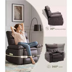 Poltrona reclinabile oversize con funzione calore e massaggio, poltrona reclinabile manuale a dondolo con telecomando per adulti, soggiorno/camera da letto/cameretta, color crema