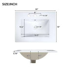Mobile Bagno da 60 cm con Lavabo in Ceramica, Cassetto Ribaltabile e Ripiano Regolabile, Mobiletto Bagno Autoportante per Piccoli Spazi
