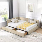 MAYEERTY Letto imbottito con contenitore a grandezza naturale, con testiera e braccioli, per camera da letto e soggiorno, beige scuro