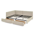 MAYEERTY Letto imbottito con contenitore a grandezza naturale, con testiera e braccioli, per camera da letto e soggiorno, beige scuro