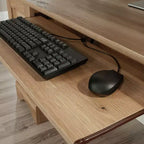 TUYOHW 59.45 Scrivania per computer, Scrivania da ufficio con vassoio per tastiera estraibile, 2 cassetti e 1 armadietto, Scrivania da scrittura per ufficio domestico, studio, sala giochi
