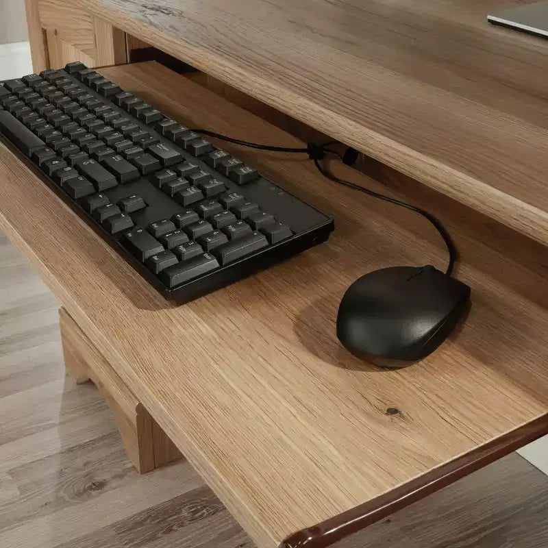 TUYOHW 59.45 Scrivania per computer, Scrivania da ufficio con vassoio per tastiera estraibile, 2 cassetti e 1 armadietto, Scrivania da scrittura per ufficio domestico, studio, sala giochi