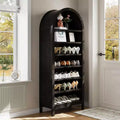 Shoe Rack, Shoe Cabinet  71 Tall Arched 7-Tier Wooden Rack with Adjustable Shelves Oak for Entryway