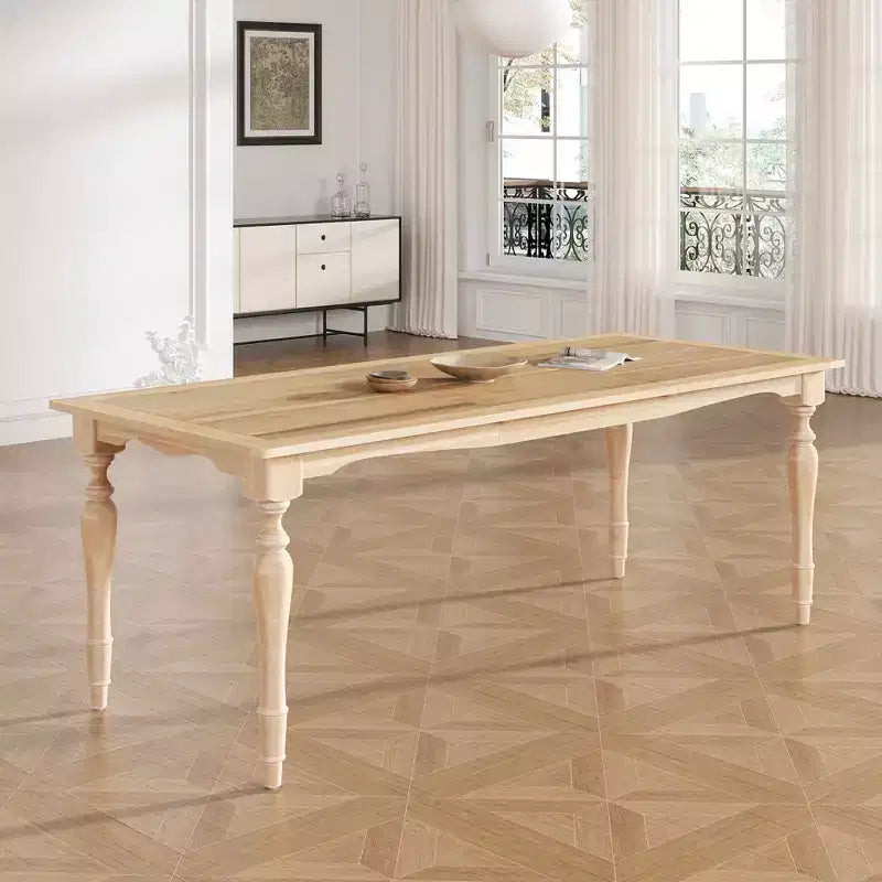 MAYEERTY 82.7 Vintage Traditional Extendable Dining Table, 23.6 Removable Leaf Natural Finish